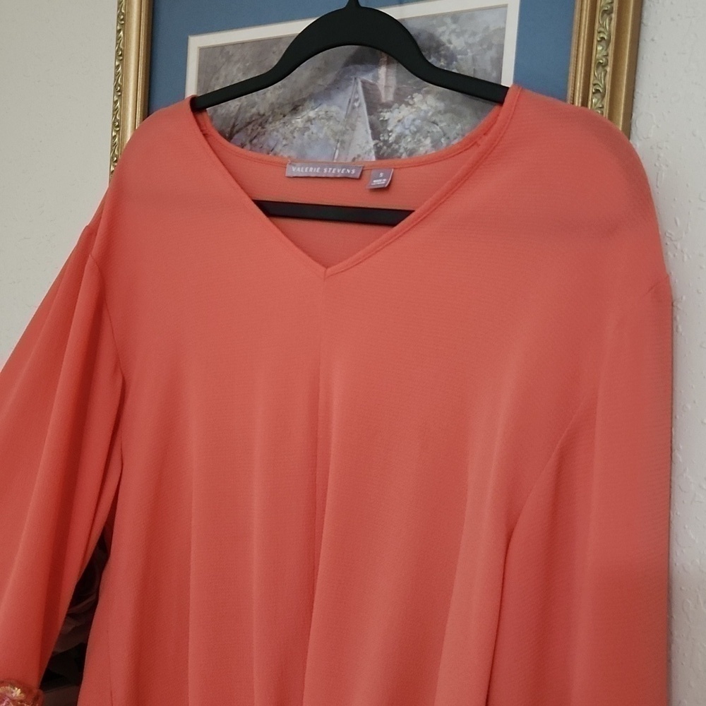 Embroidered Floral Sheer Sleeve Bohemian Blouse small Feminine - Picture 5 of 9